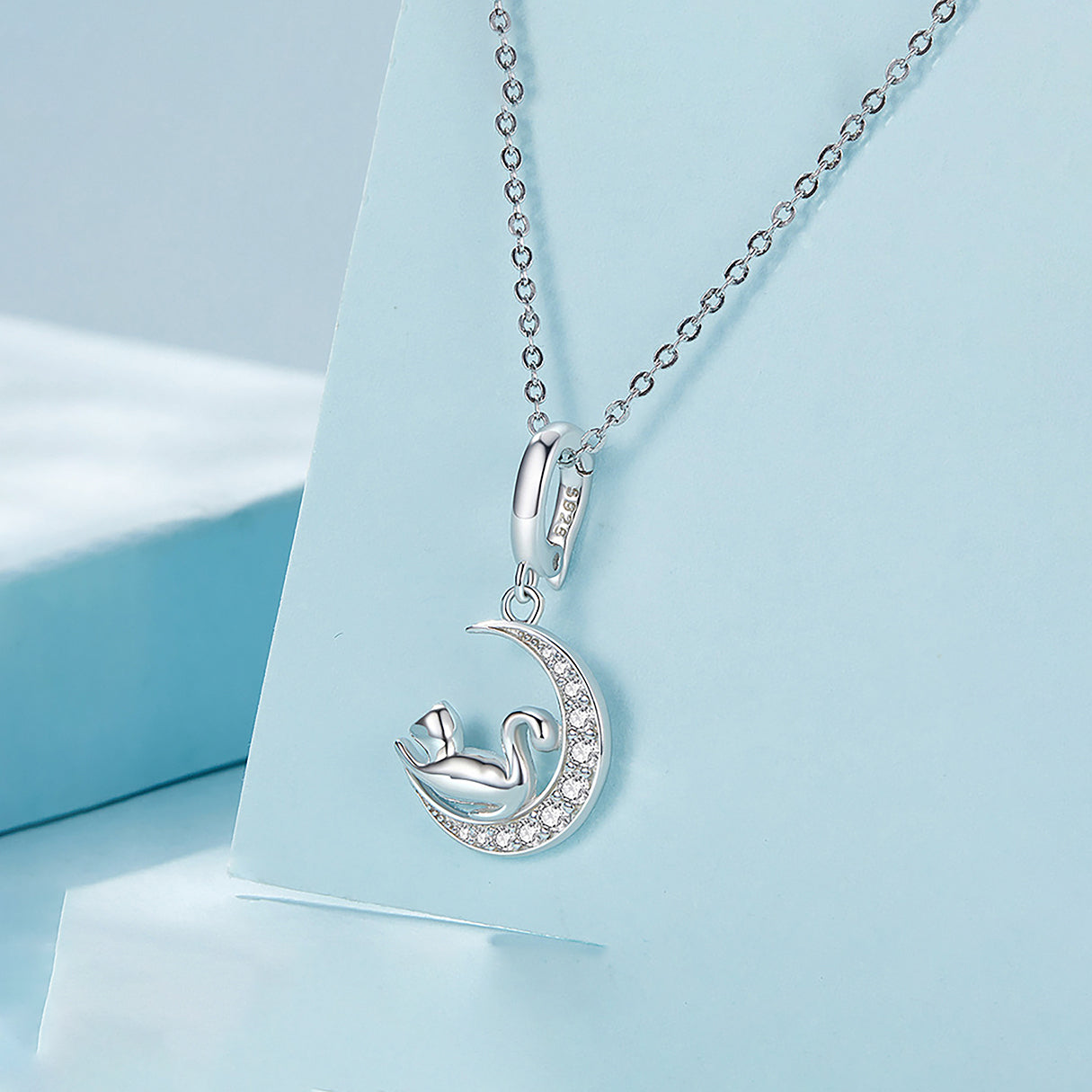 Charm de Plata .925, Moon Cat, Miow