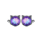 Aretes de Plata .925, Black Shiny Cats, Miow