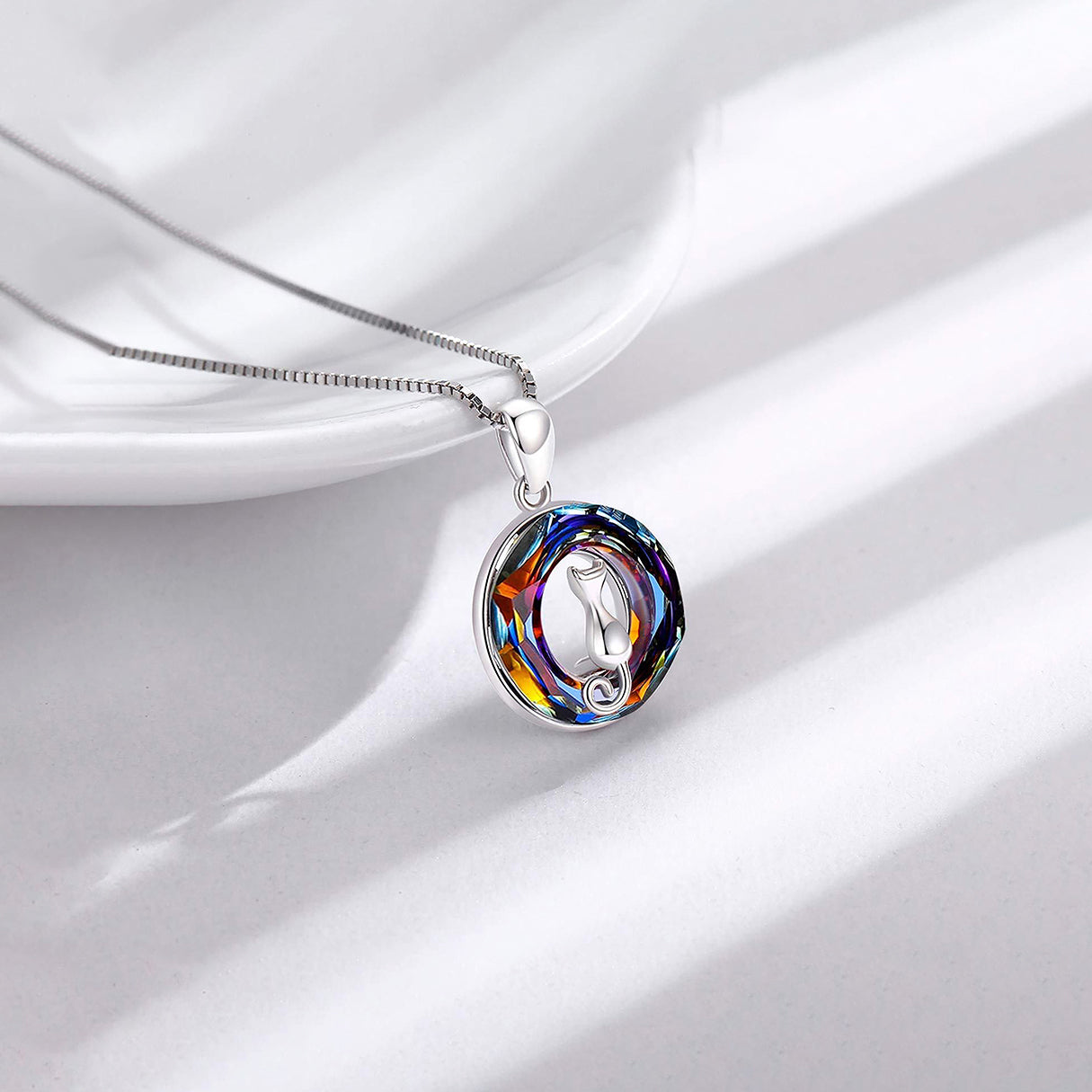 Collar de Plata .925, Cat Crystal, Miow