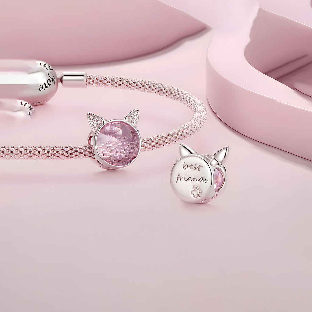 Charm de Plata .925, Pink Cat, Miow