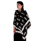 Chal de Cachemira, Knitted Cats Negro, Miow