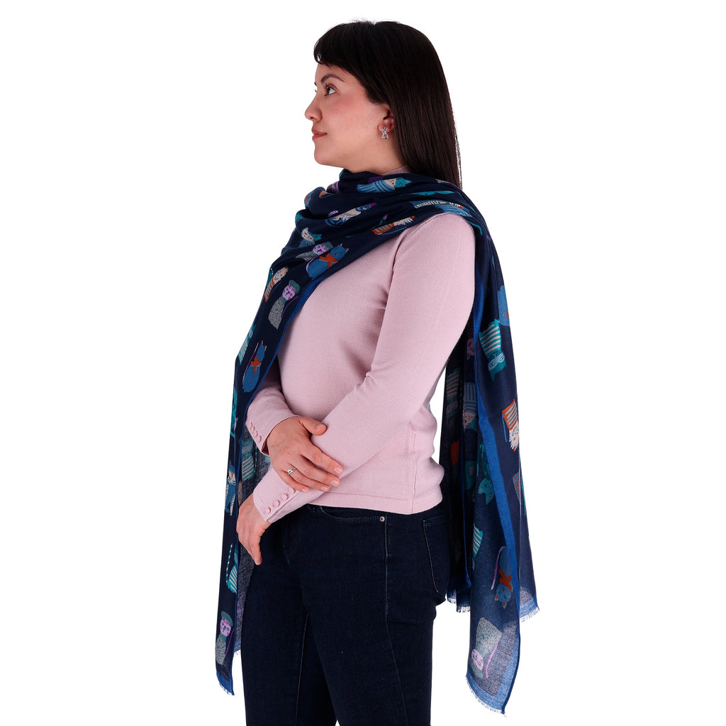 Pashmina Knitted Cats Azul, Miow
