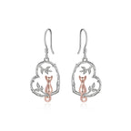 Aretes de Plata .925, Cat Branch Heart, Miow