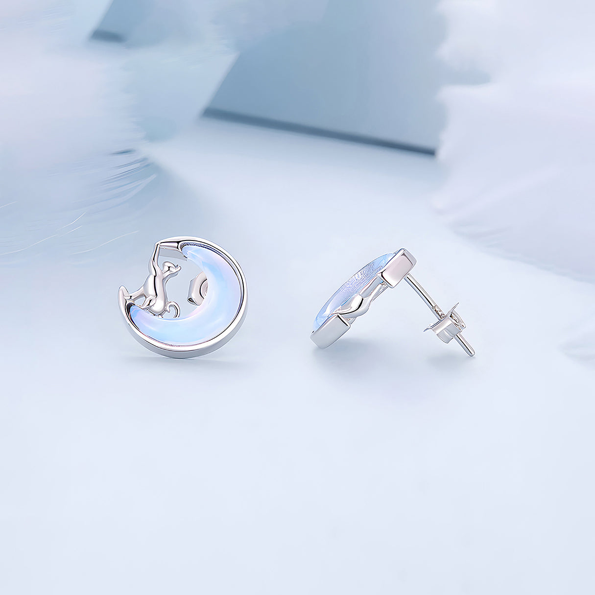 Aretes de Plata .925, Cats On The Moon, Miow