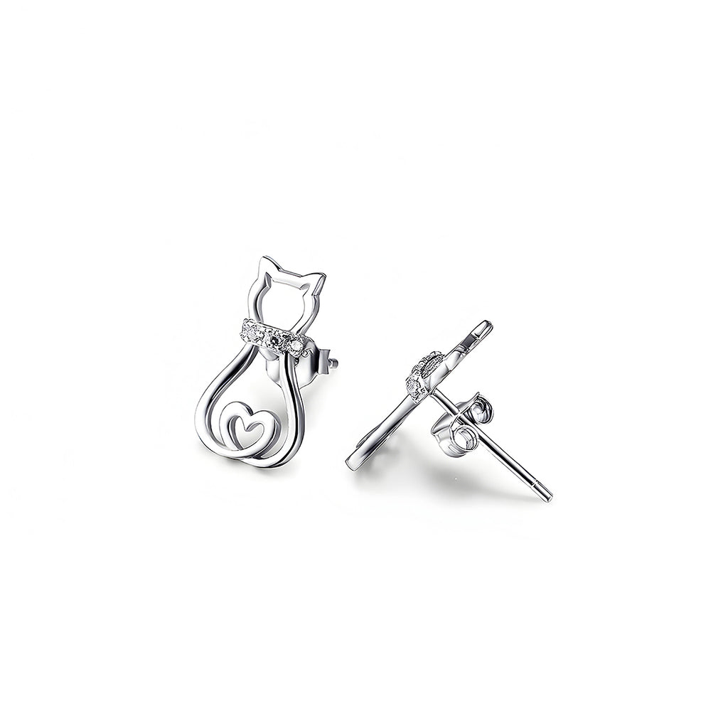 Aretes de Plata .925, Cat Stud, Miow