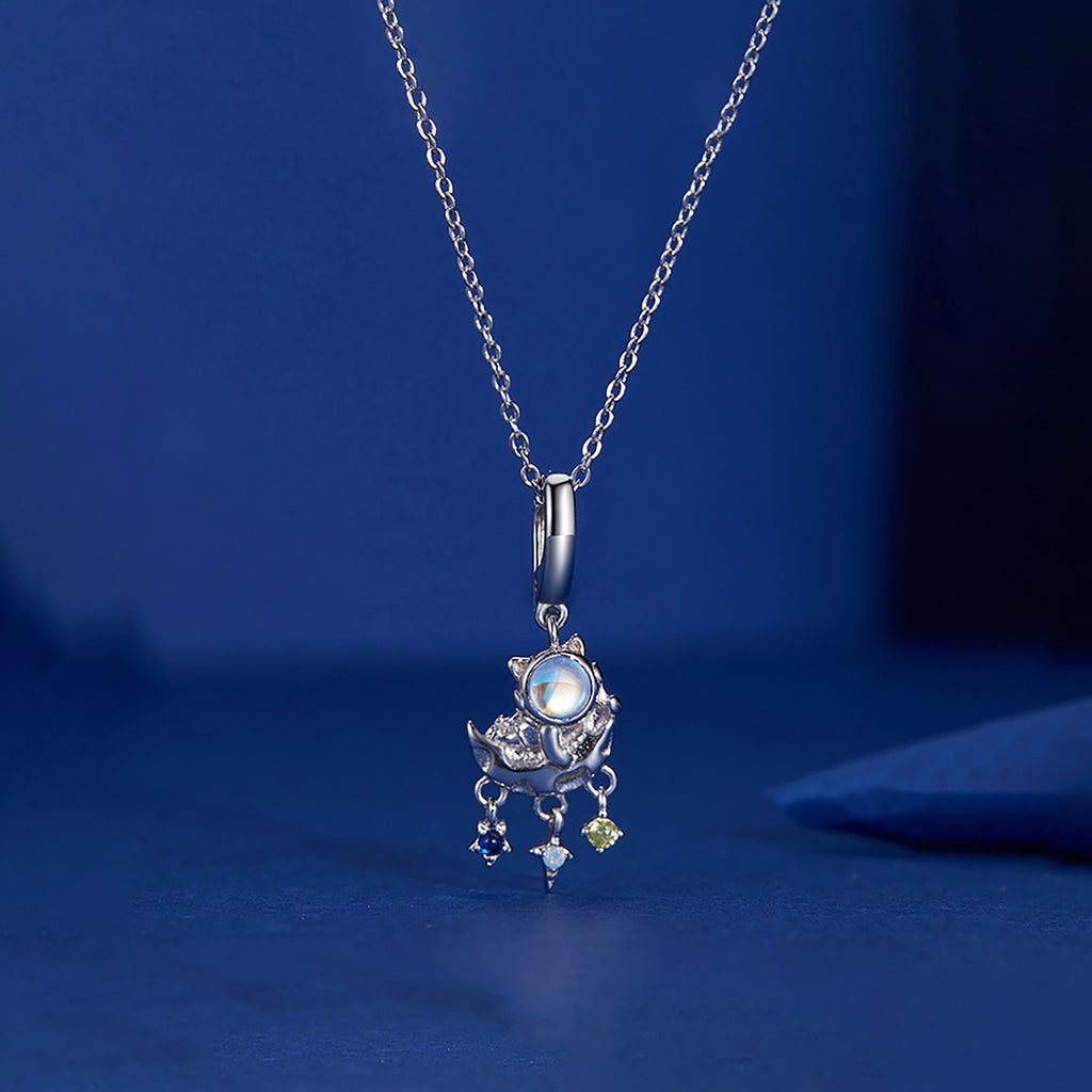 Charm de Plata .925, Astronaut Cat With Stars, Miow