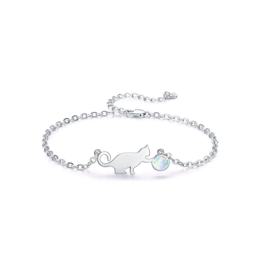 Pulsera de Plata .925, Cat Opal, Miow