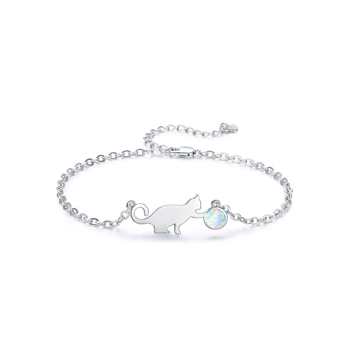 Pulsera de Plata .925, Cat Opal, Miow