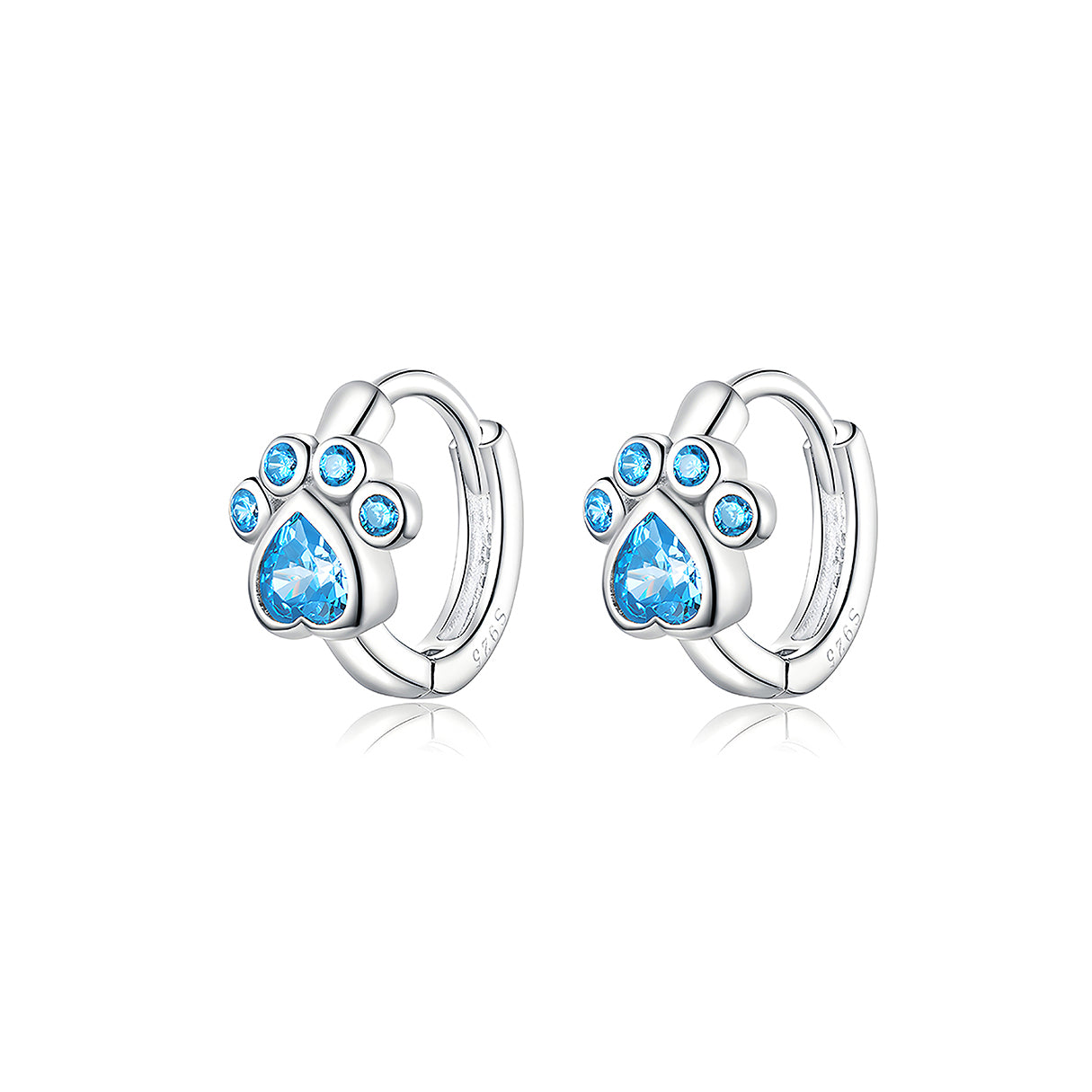 Aretes de Plata .925, Blue Footprint, Miow