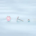 Aretes de Plata .925, Pink Footprints, Miow