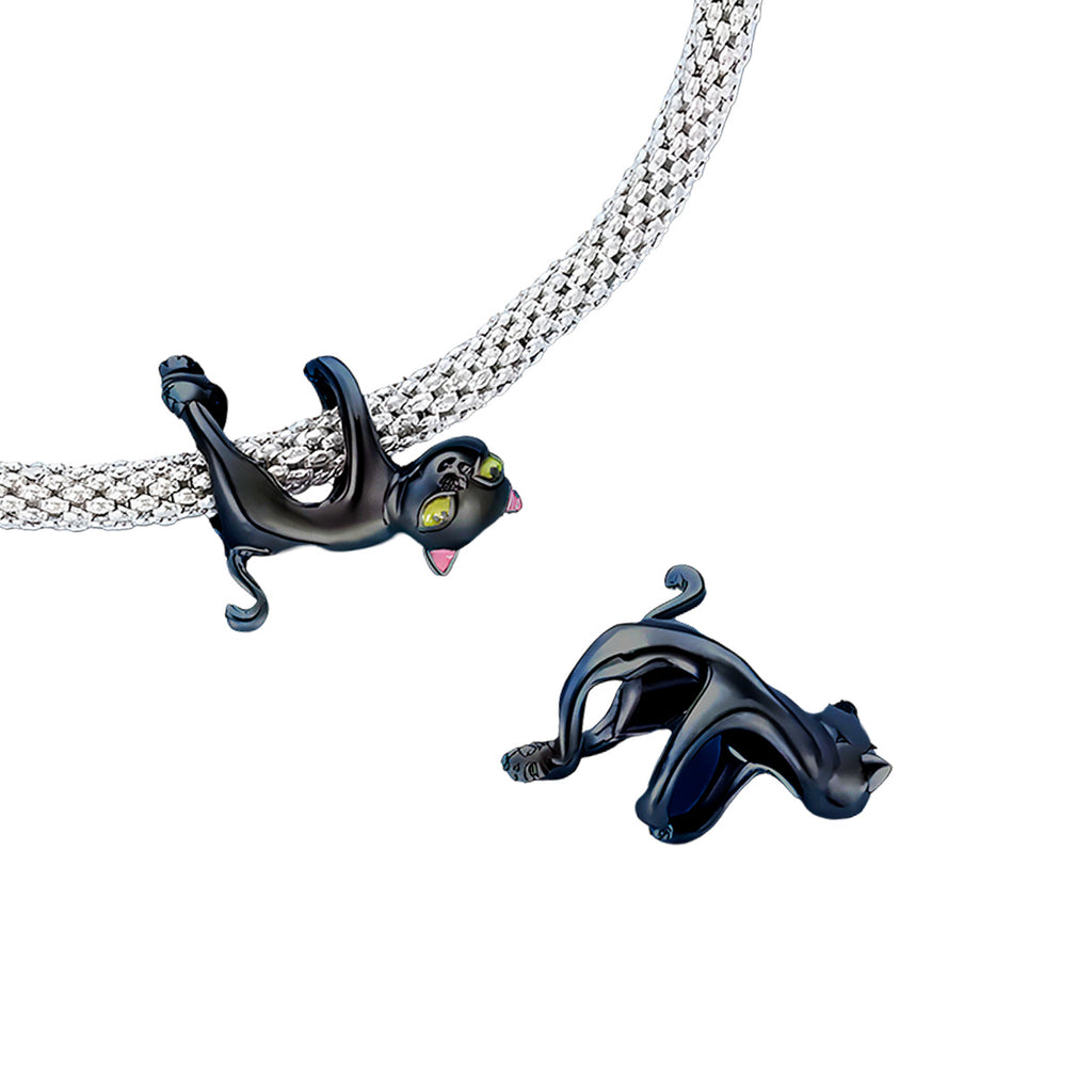 Charm de Plata .925, Black Hug Cat, Miow