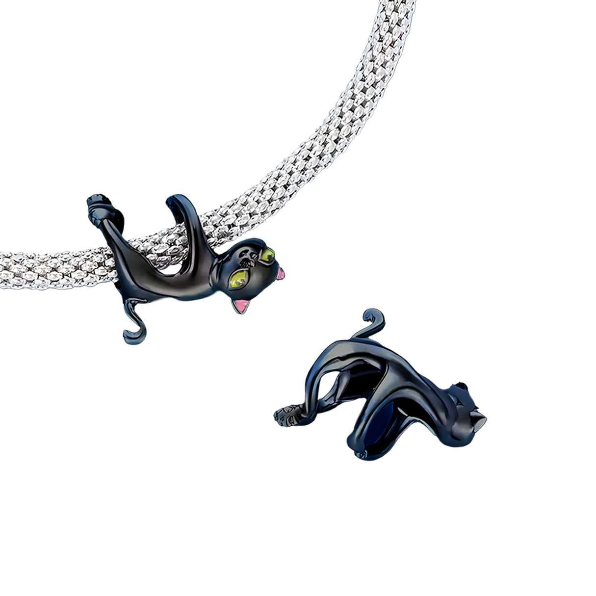 Charm de Plata .925, Black Hug Cat, Miow
