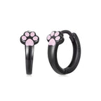 Aretes de Plata .925, Pink And Black Footprint, Miow