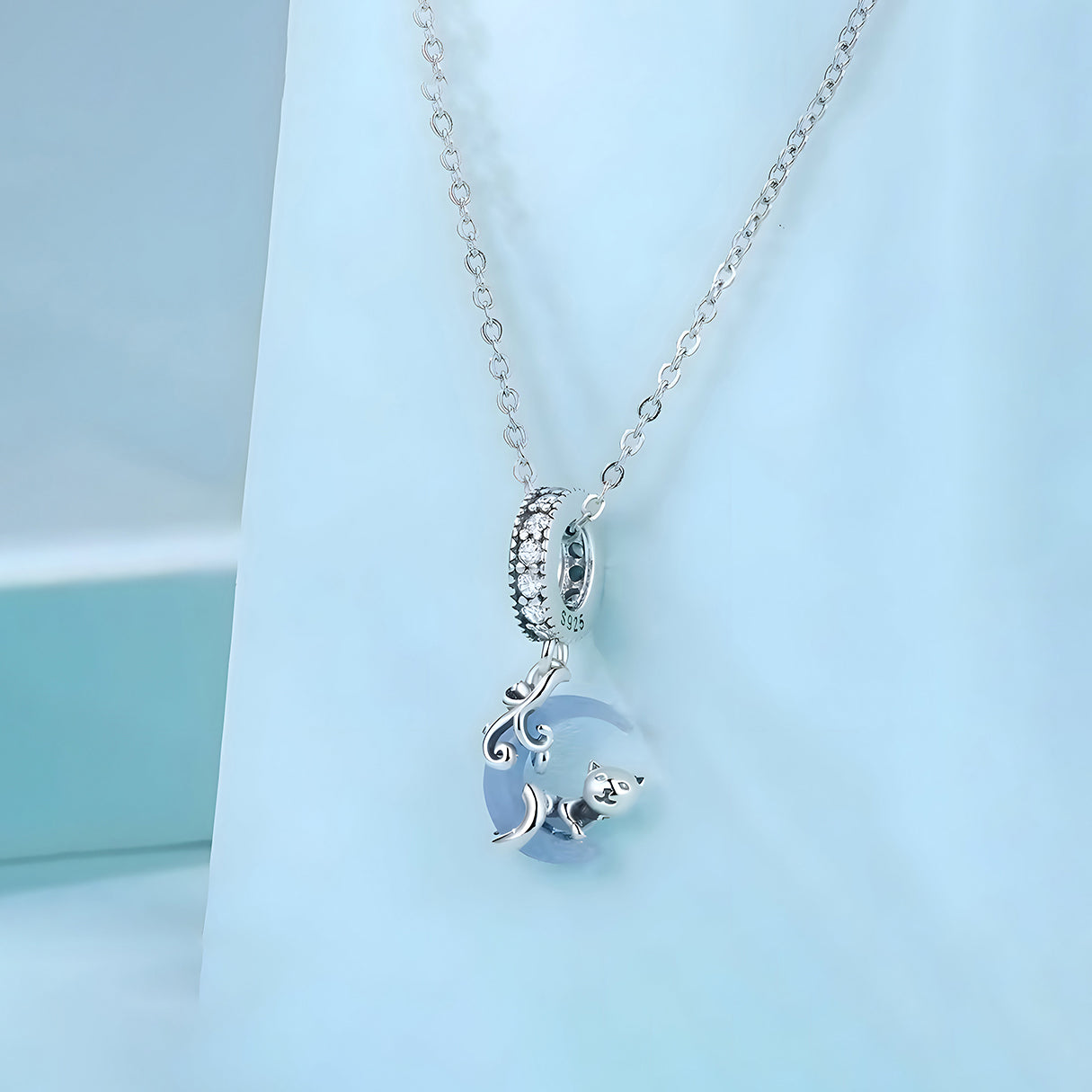 Charm de Plata .925, Cat Hug Moon, Miow