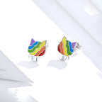 Aretes de Plata .925, Rainbow Cat, Miow