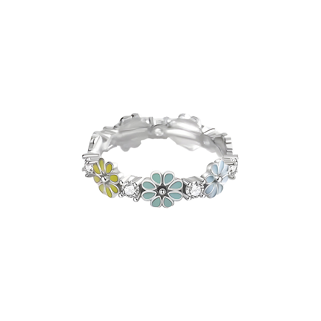 Anillo de Flores y Zirconia, Plata .925, Ame Glam Pop N°6