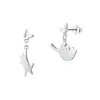 Aretes de Plata .925, Hanging Cat, Miow