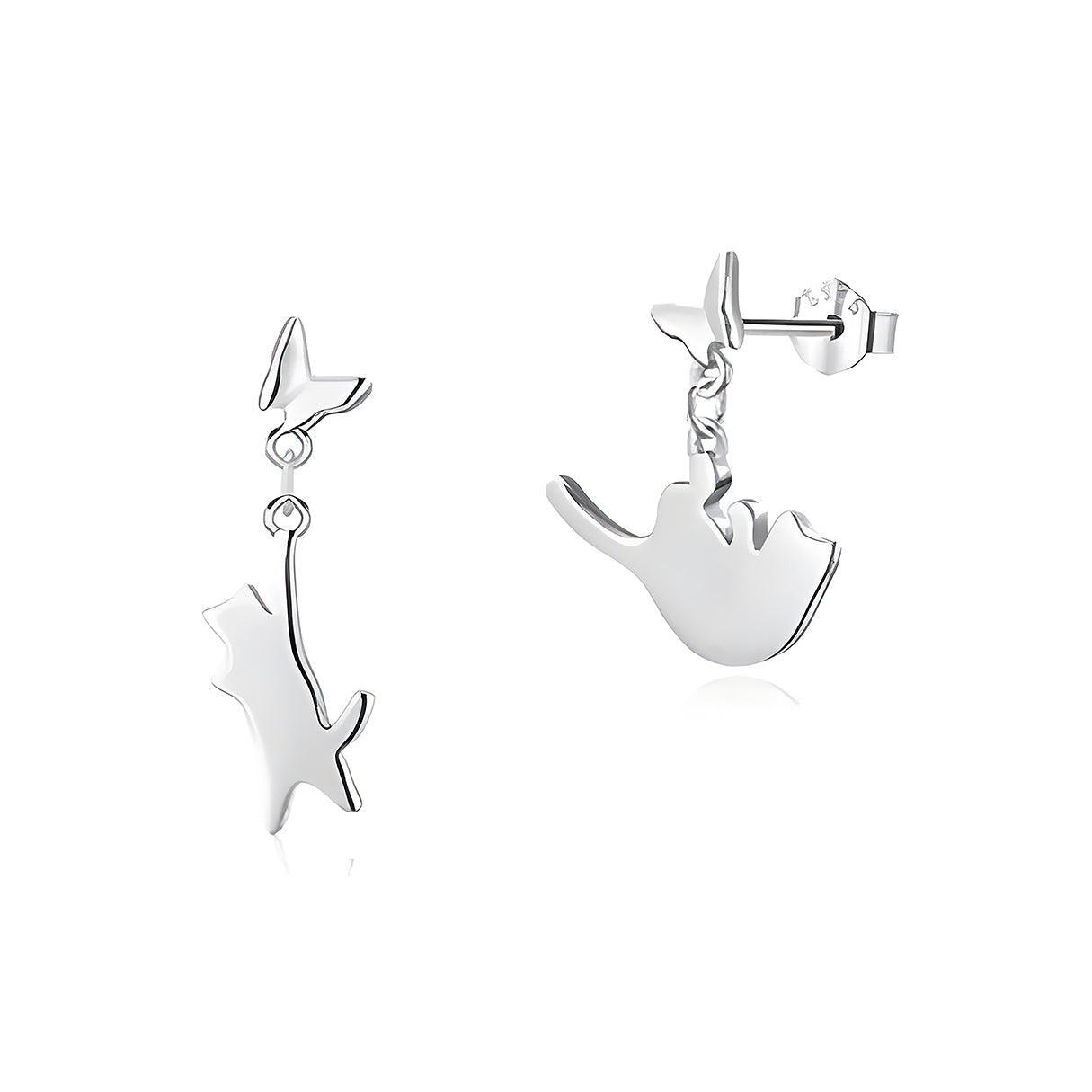 Aretes de Plata .925, Hanging Cat, Miow
