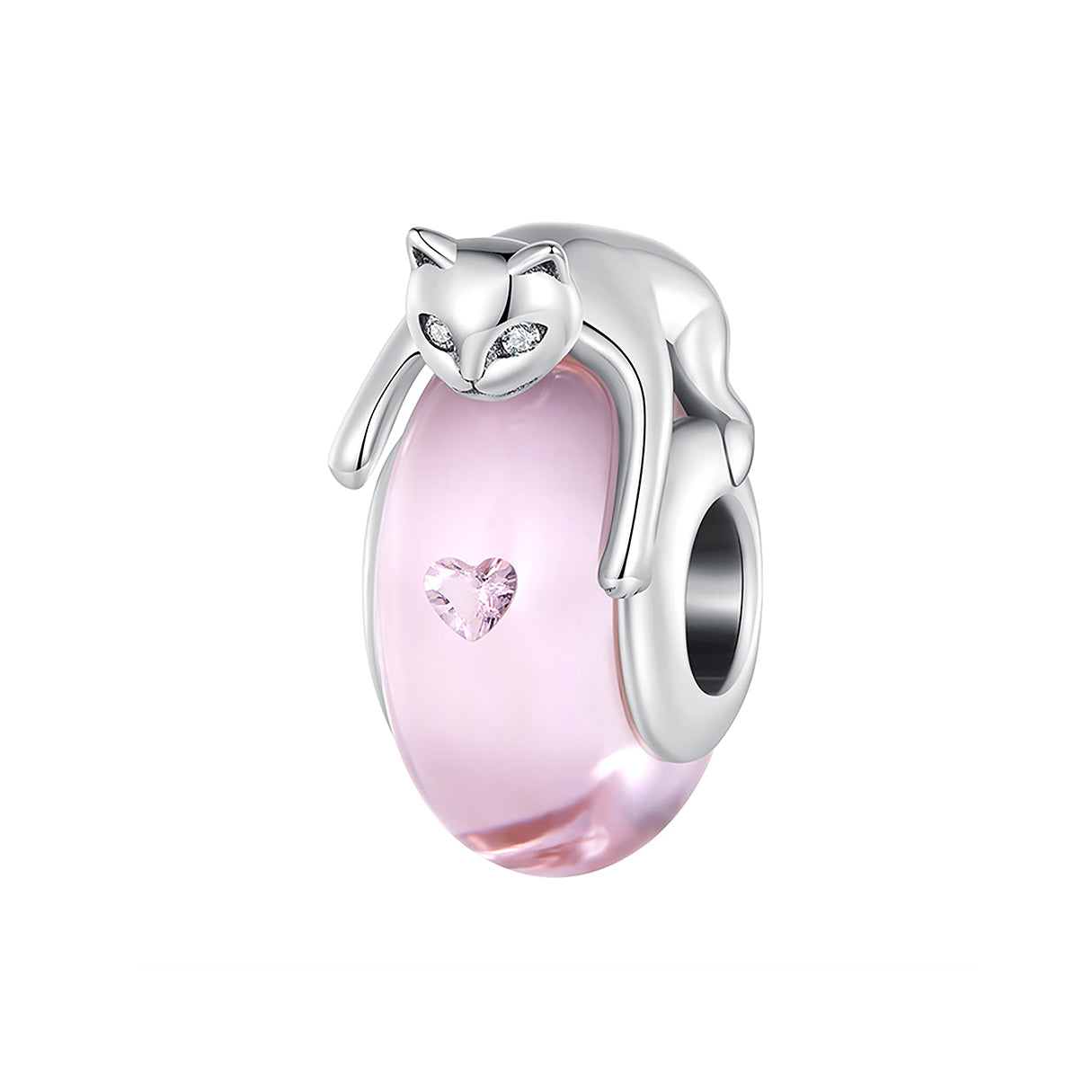 Charm de Plata .925, Pink Cat Love, Miow