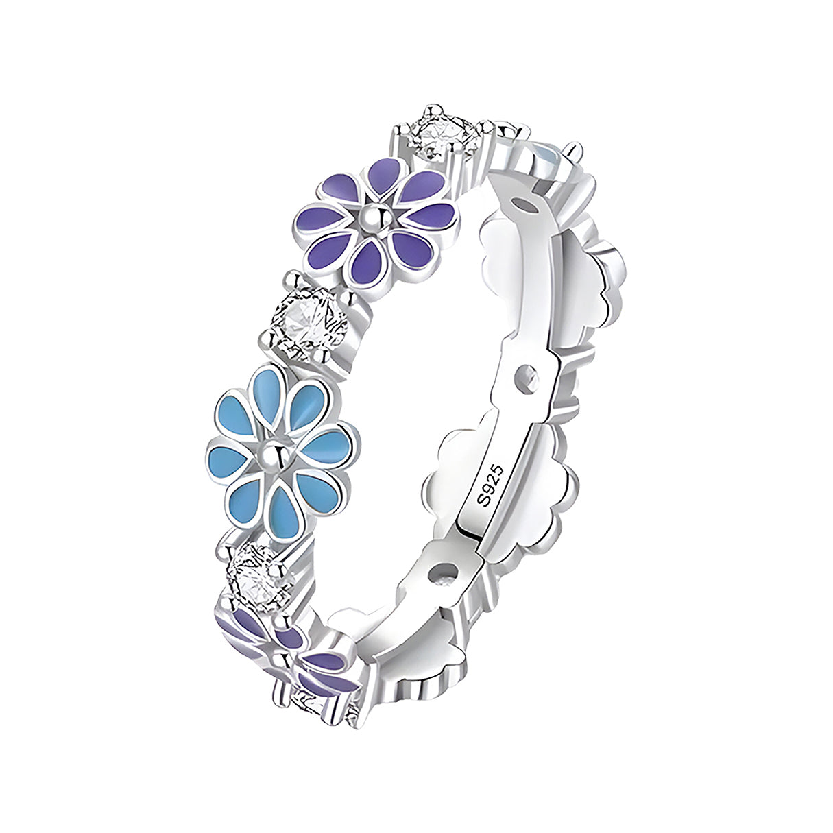 Anillo de Flores y Zirconia, Plata .925, Ame Glam Pop N°6