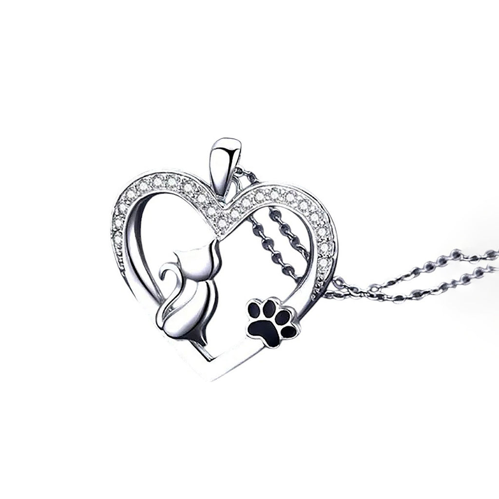 Collar de Plata .925, Cat Footprint Black, Miow