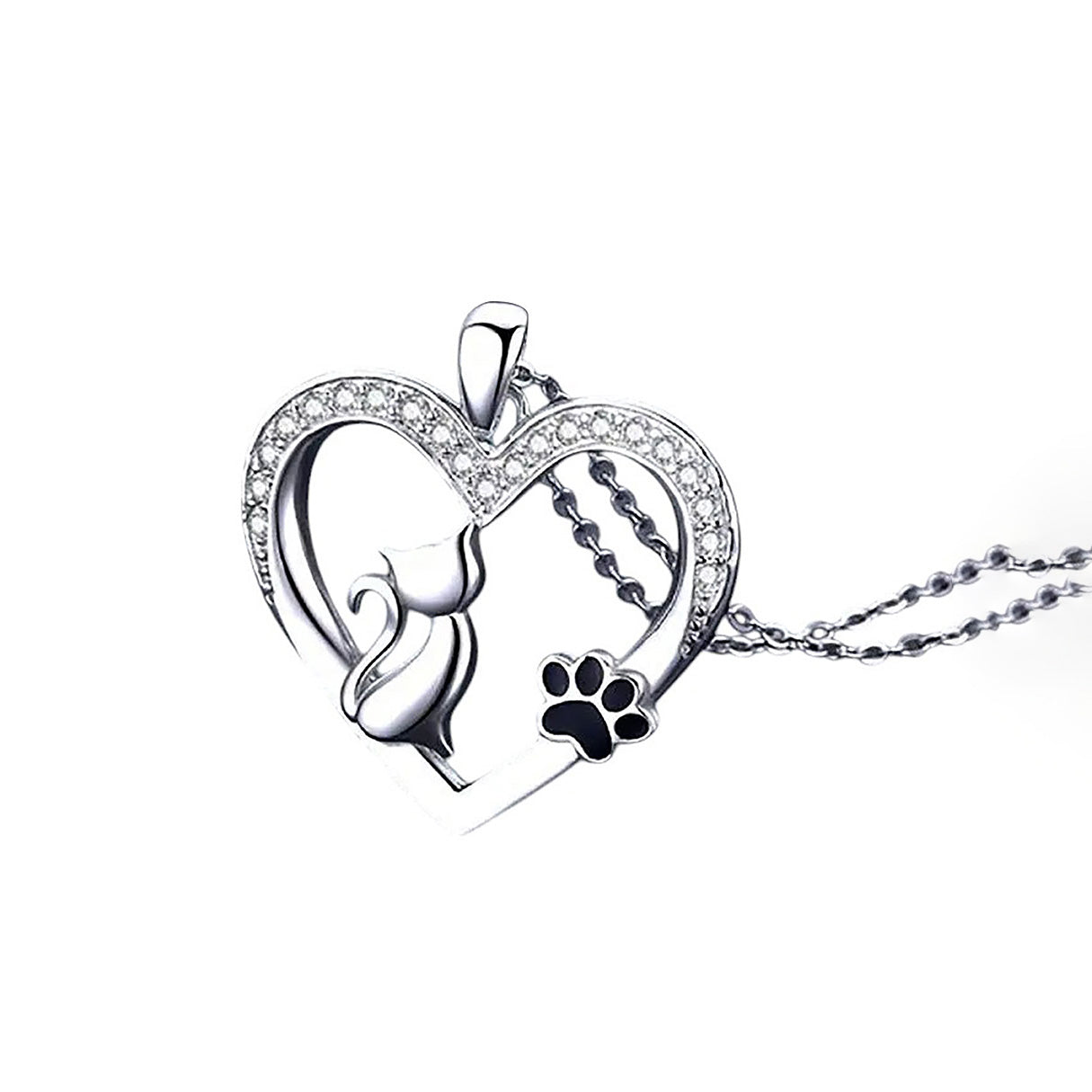 Collar de Plata .925, Cat Footprint Black, Miow