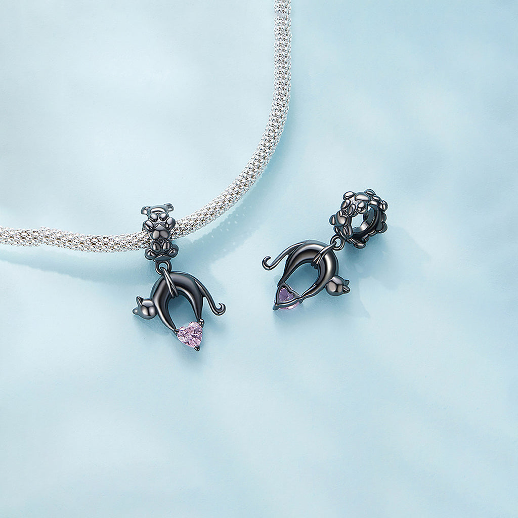 Charm de Plata .925, Pink Cat Heart, Miow
