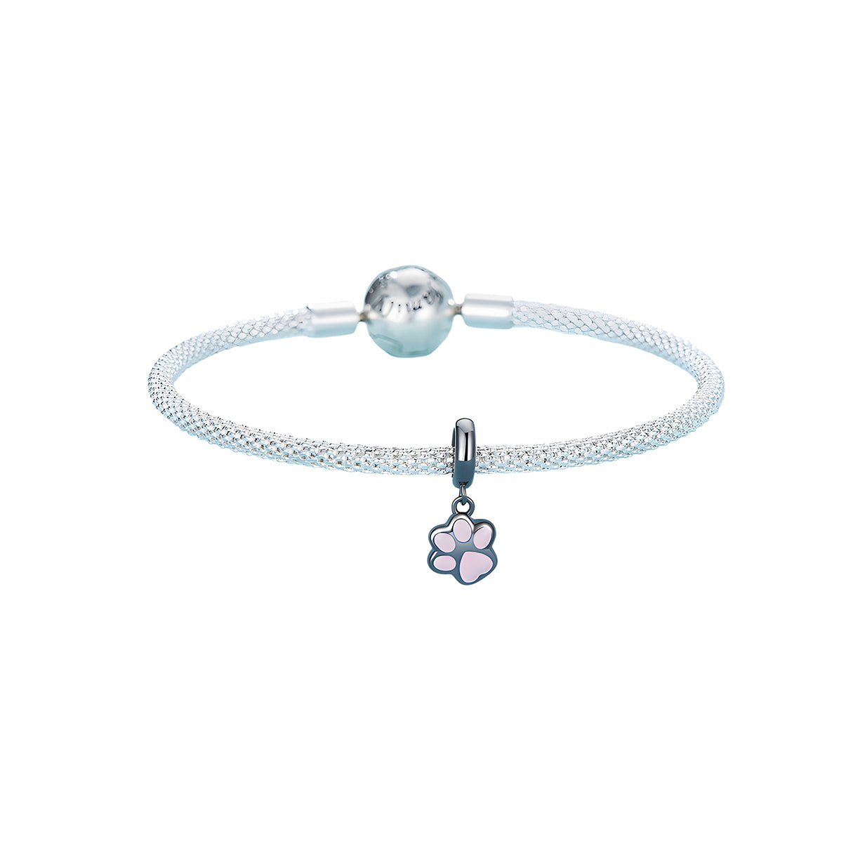 Charm de Plata .925, Pink And Black Footprint, Miow