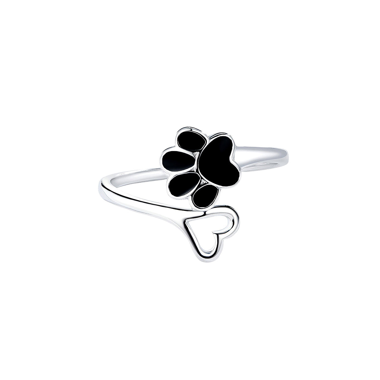 Anillo de Plata .925, Black Footprint And Love, Miow