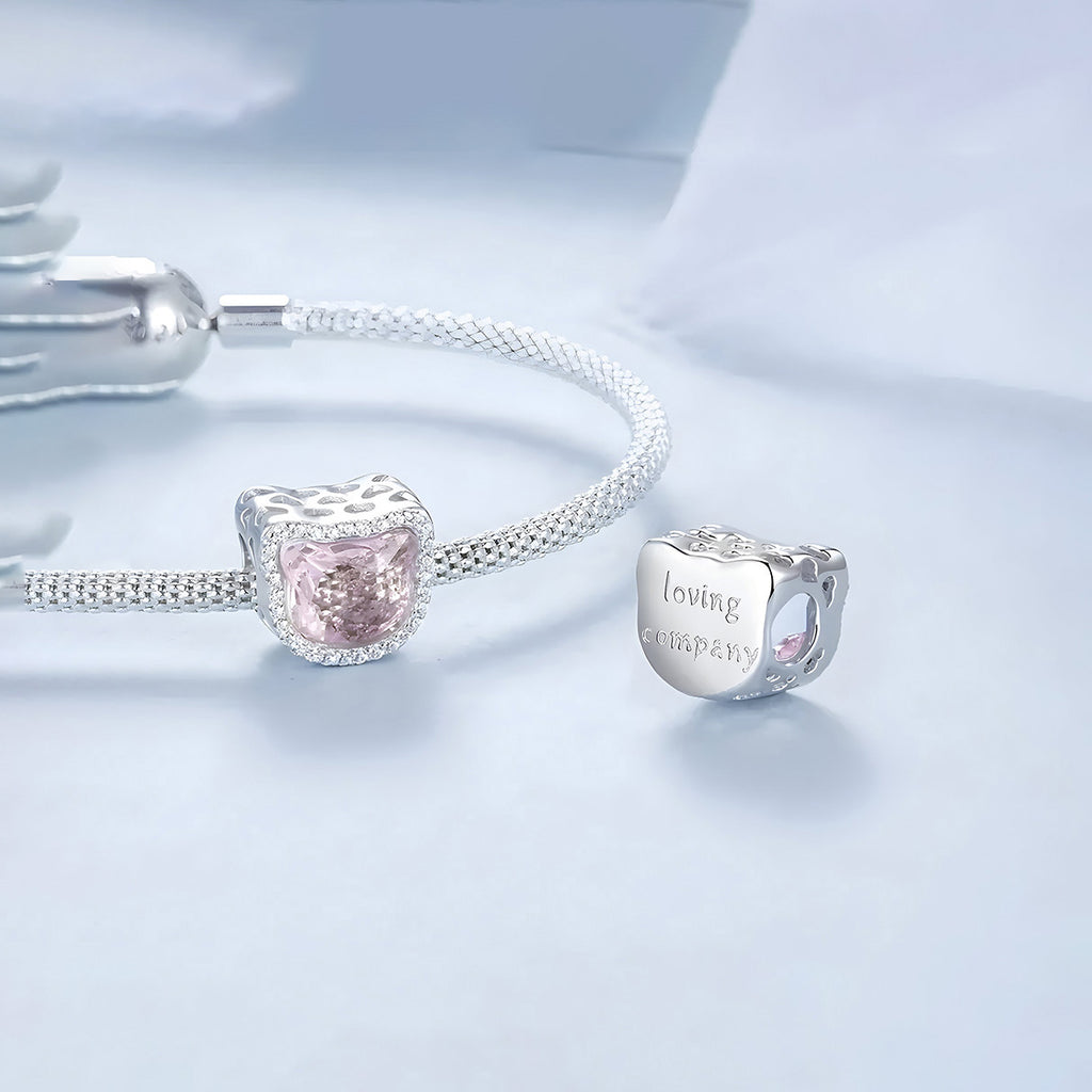 Charm de Plata .925, Pink Diamond, Miow