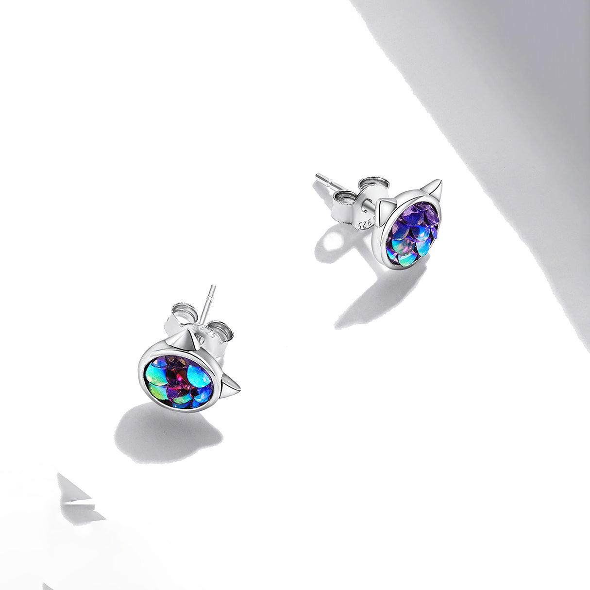 Aretes de Plata .925, Mermaid Cat, Miow