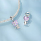 Charm de Plata .925, Pink Diamond Cat, Miow