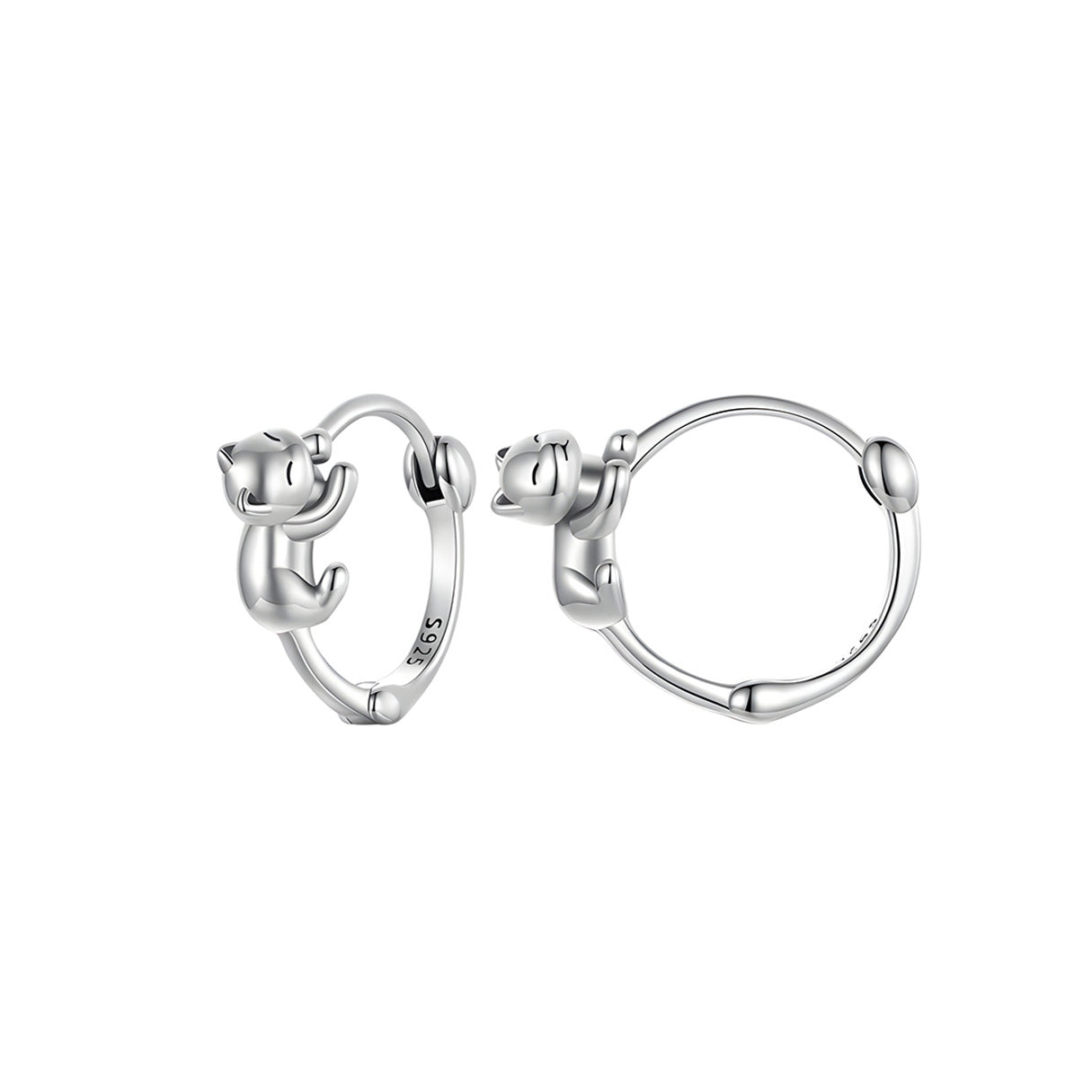 Aretes de Plata .925, Hugging Cats, Miow