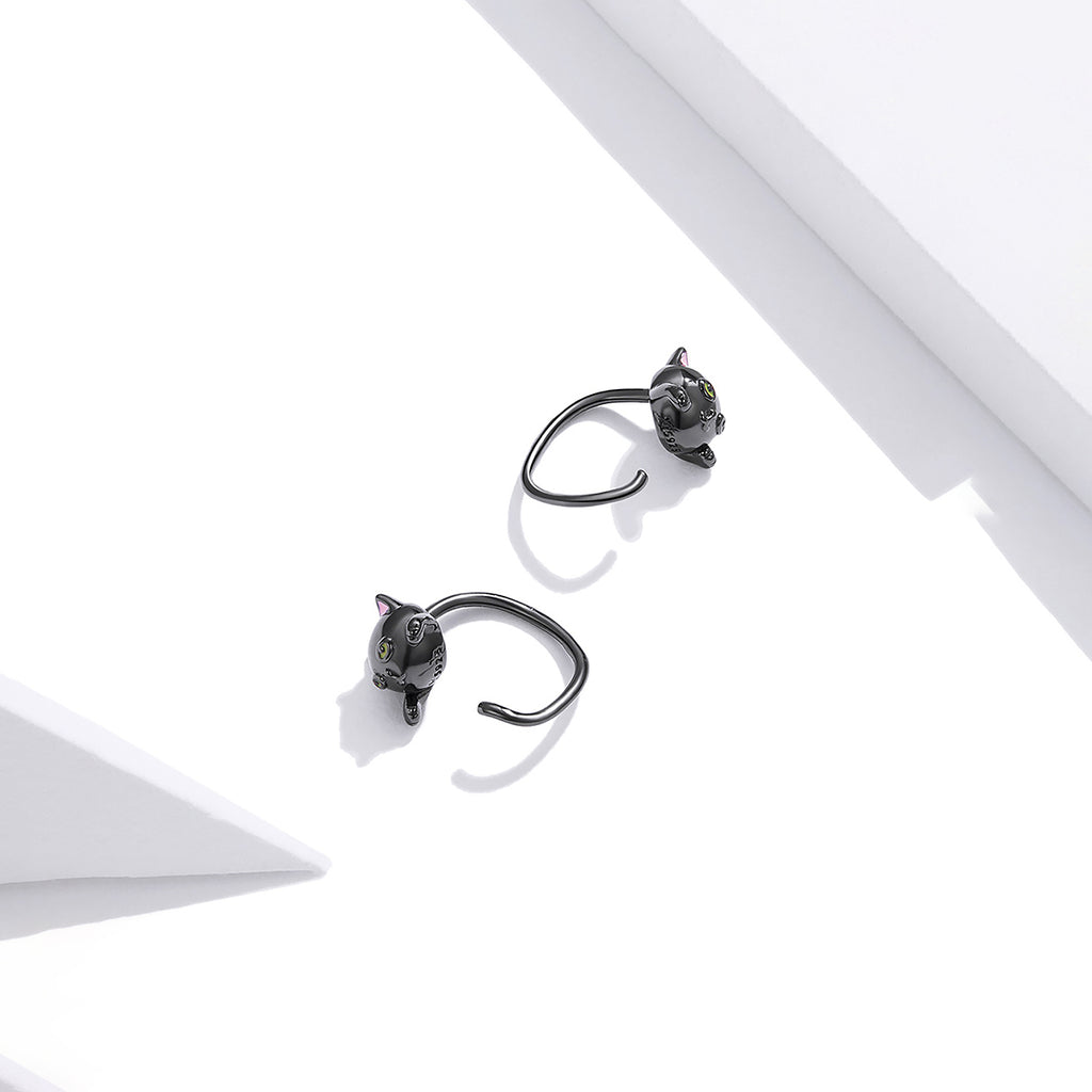 Aretes de Plata .925, Two Black Cats, Miow