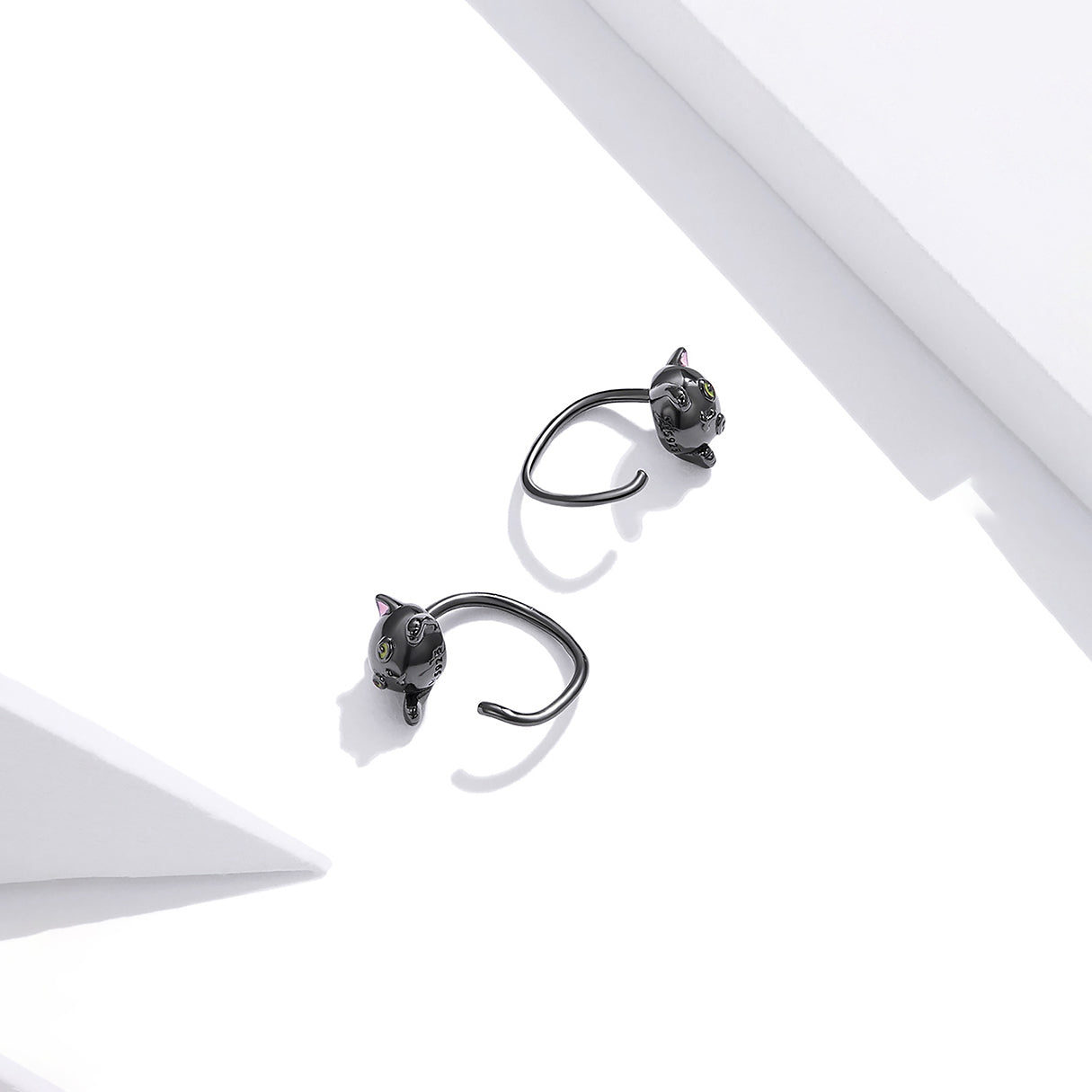 Aretes de Plata .925, Two Black Cats, Miow