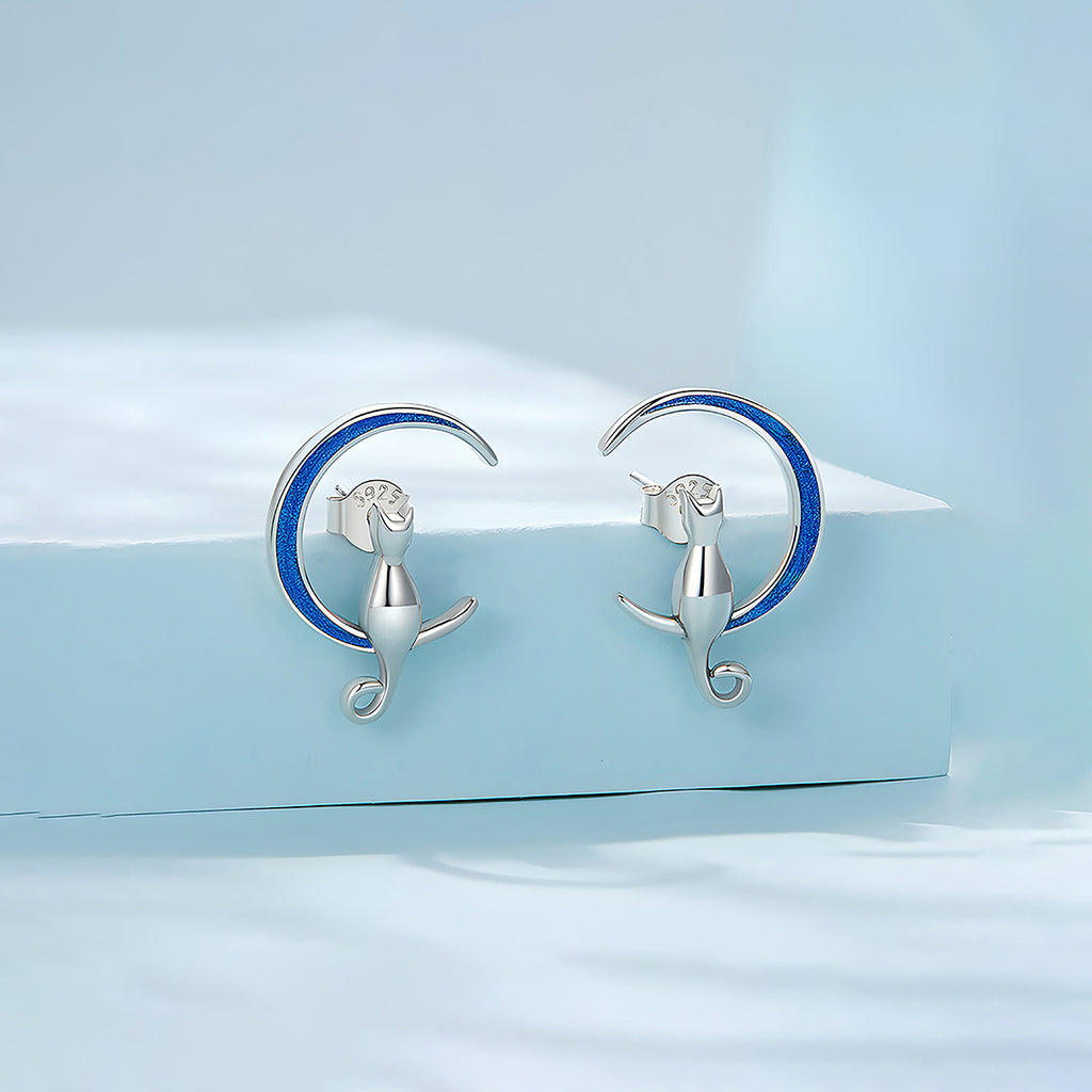 Aretes de Plata .925, Moon Cats, Miow
