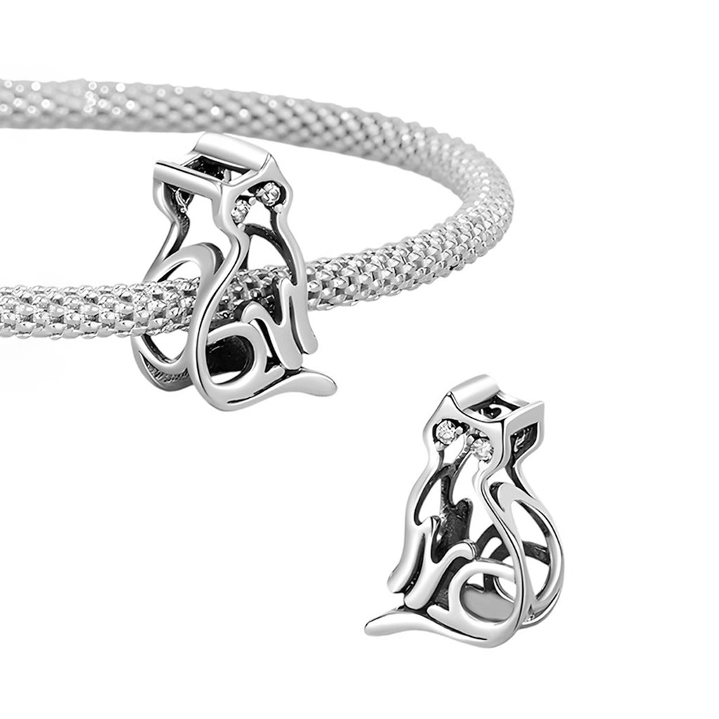 Charm de Plata .925, Fine Cat Silhouette, Miow