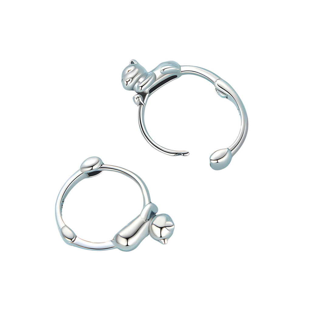 Aretes de Plata .925, Hugging Cats, Miow
