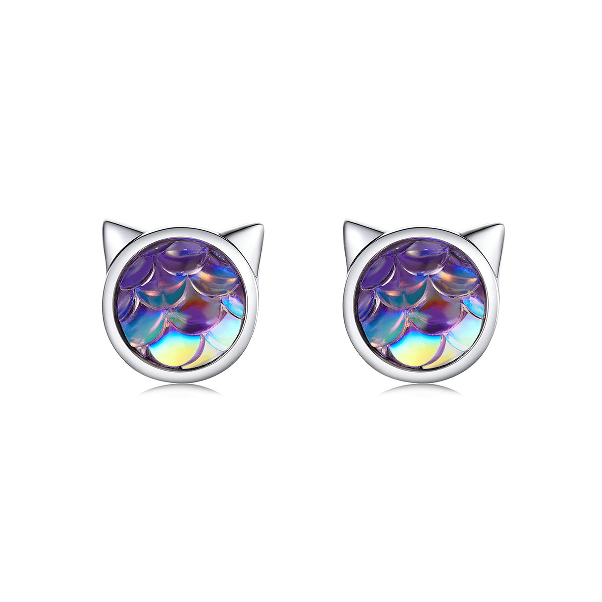 Aretes de Plata .925, Mermaid Cat, Miow