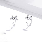 Aretes de Plata .925, Two Cats In Ear, Miow