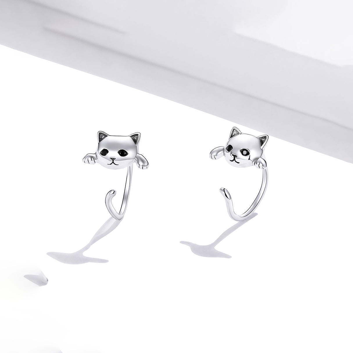 Aretes de Plata .925, Two Cats In Ear, Miow