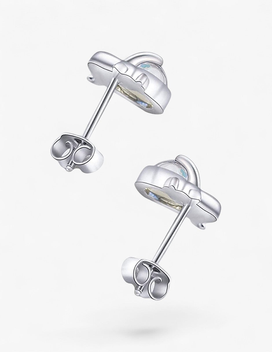 Aretes de Plata .925, Cat Moonstone Stud, Miow