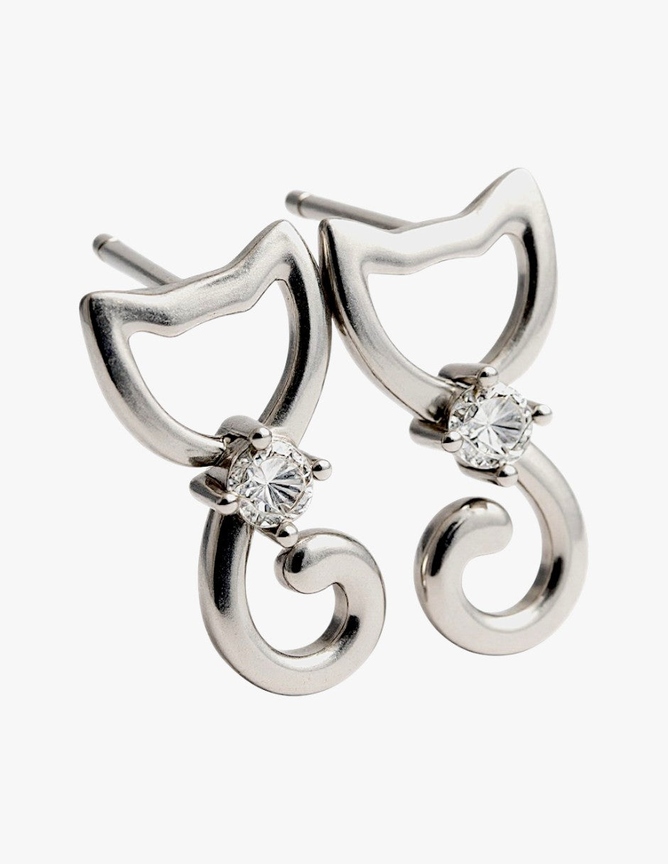 Aretes de Plata .925, Cat Stud, Miow