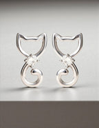 Aretes de Plata .925, Cat Stud, Miow
