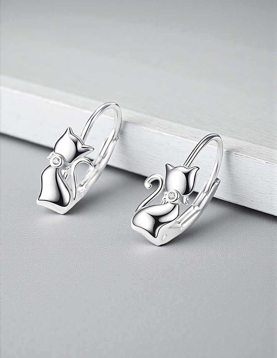 Aretes de Plata .925, Cat Hoop, Miow