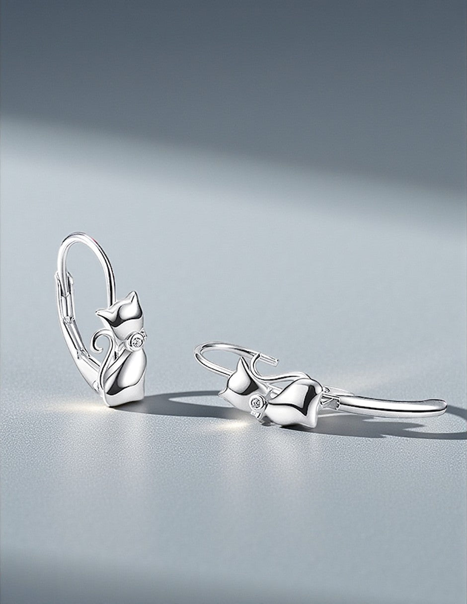 Aretes de Plata .925, Cat Hoop, Miow