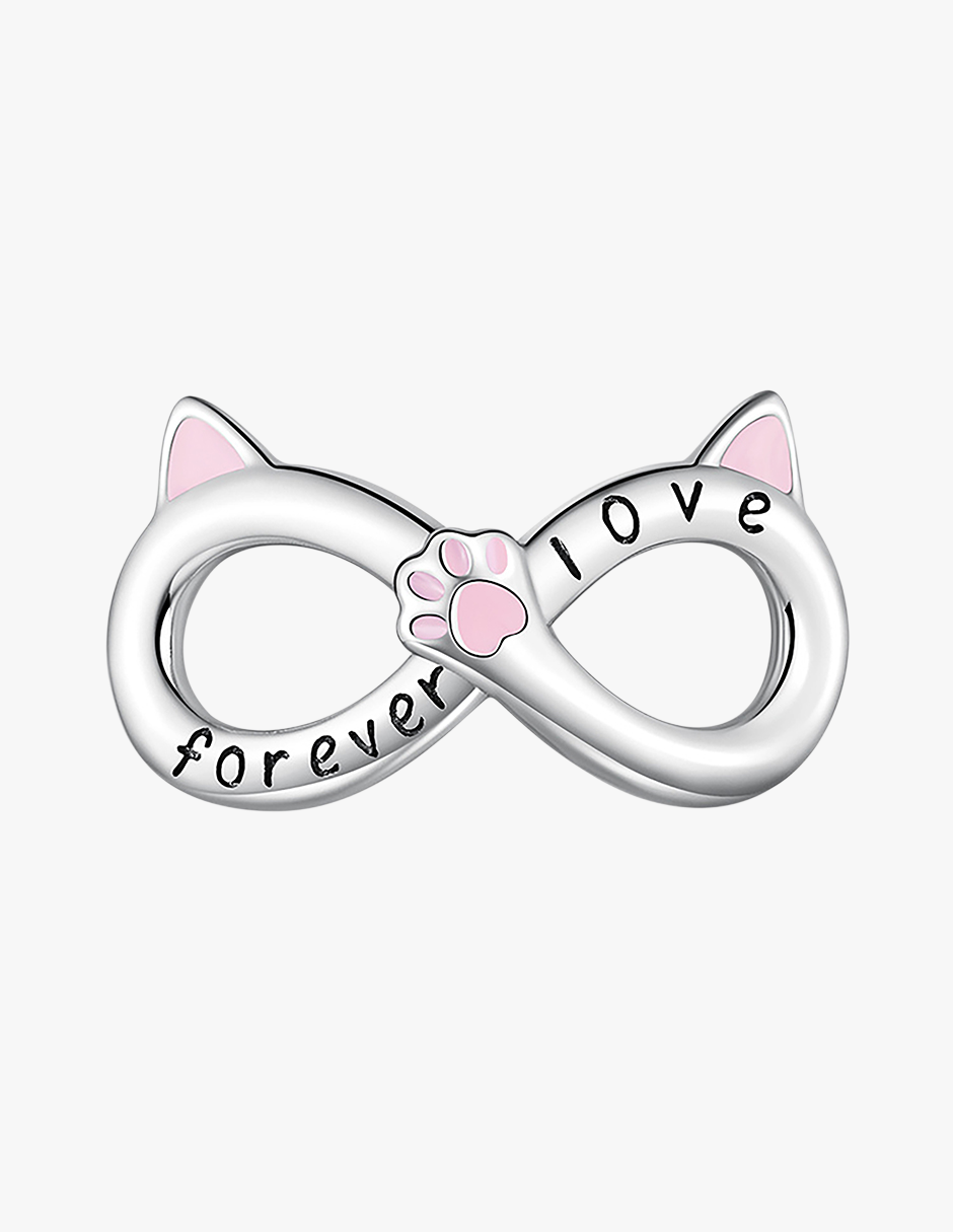 Charm de Plata .925, Infinity Cat, Miow