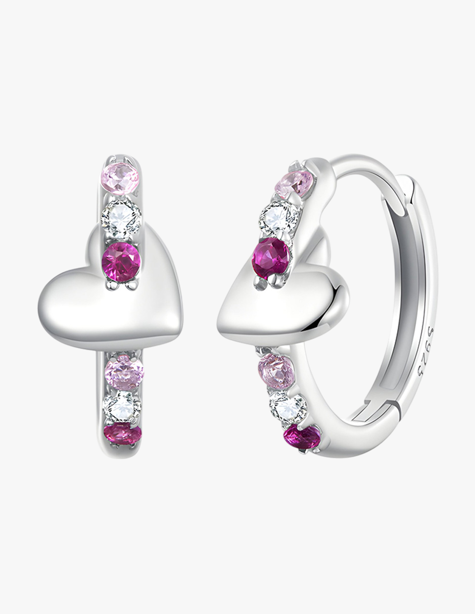Aretes de Corazón, Plata .925, Ame Glam Pop