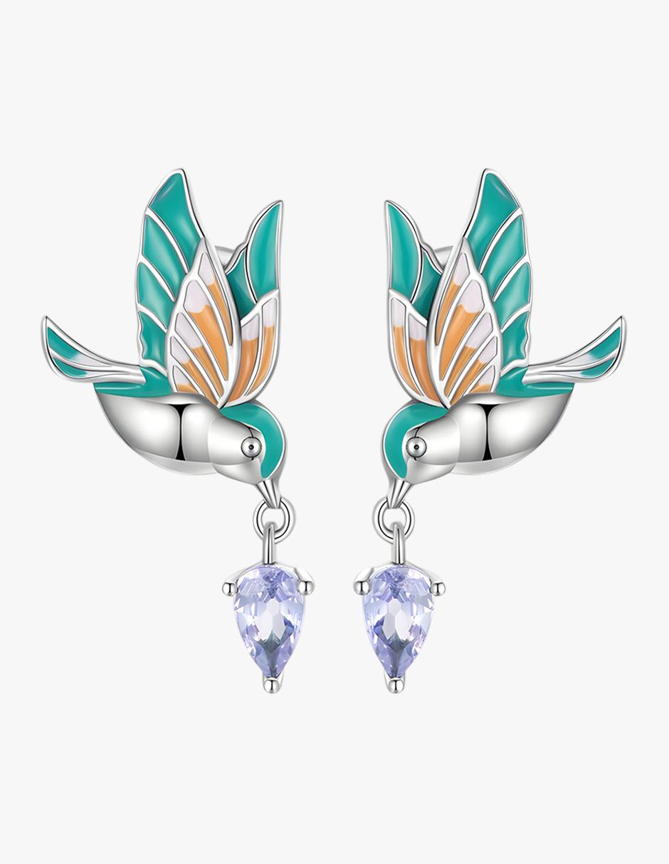 Aretes de Colibrí, Plata .925, Ame Glam Pop