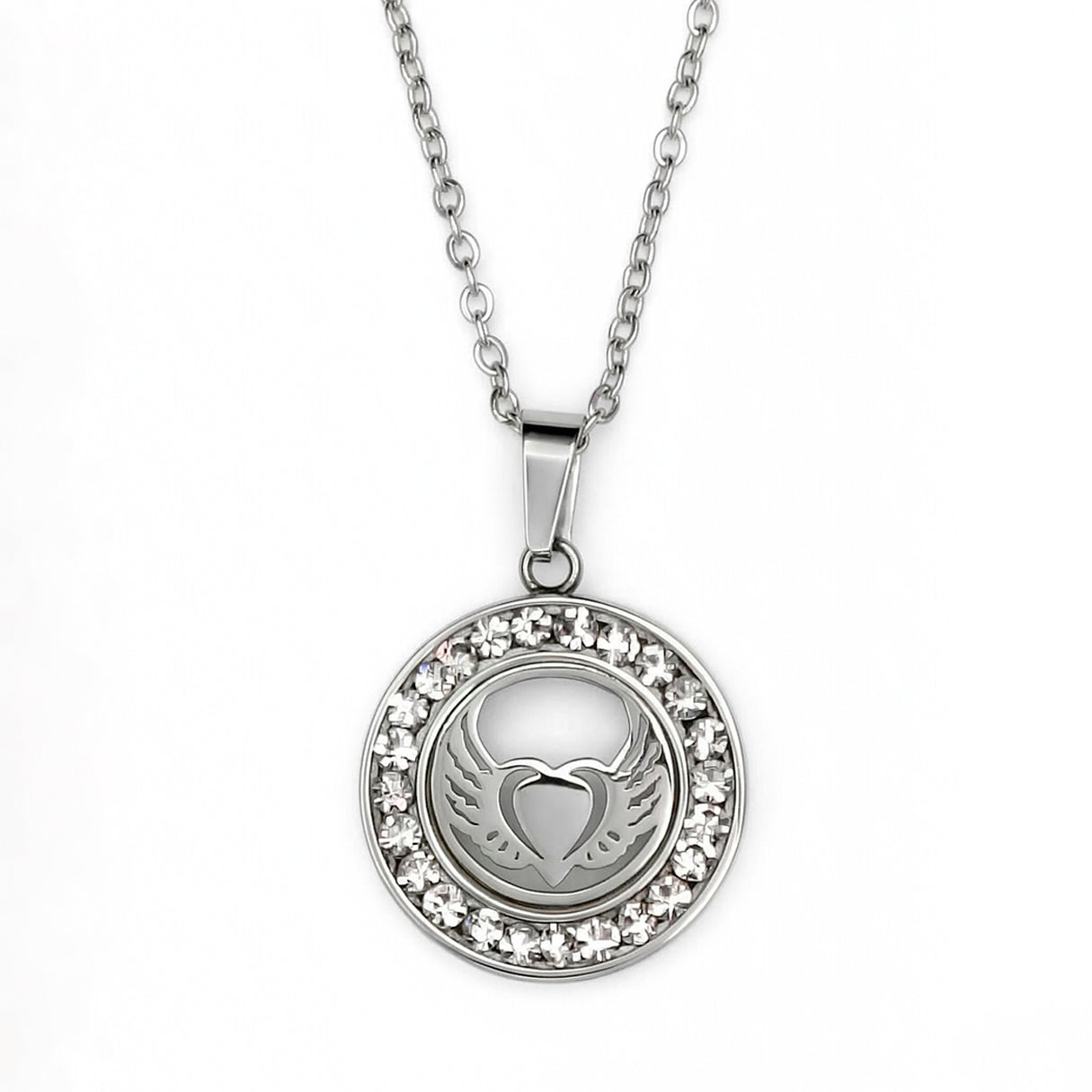 Collar Corazon Y Brillantes, Acero Inoxidable, Glam Pop Fantasy